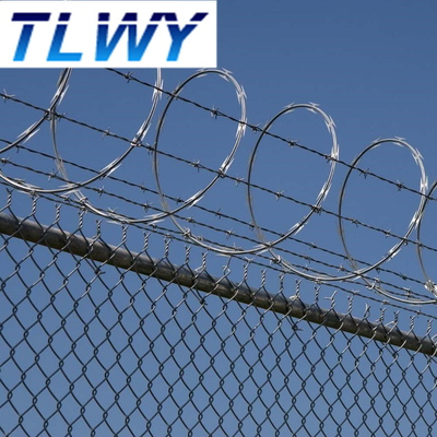 ใบรับรอง Iso9001 0.5mm Concertina Barbed Wire Galvanized Military