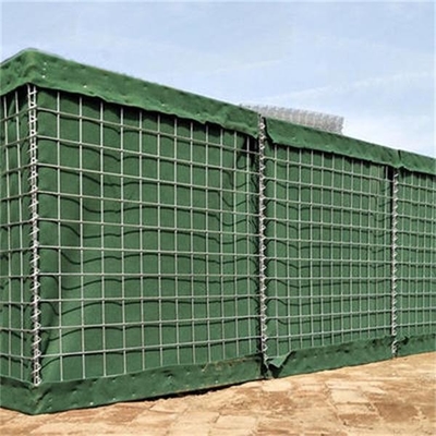 Olive Green Gabion กำแพงทรายทหาร Hesco Barrier PVC เคลือบ 300g / M2